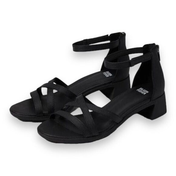 Eileen Fisher Shoes - Eileen Fisher Noni Sandal Women's 8 Black Tumbled Nubuck Leather